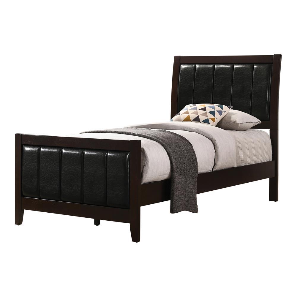 Carlton Twin Upholstered Panel Bed Cappuccino And Black