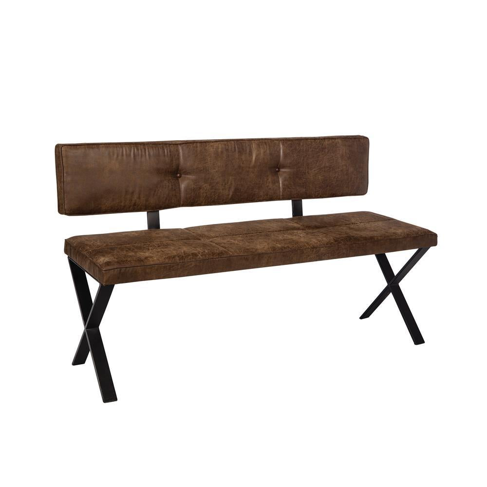 Abbott Upholstered Dining Bench Antique Brown And Matte Black