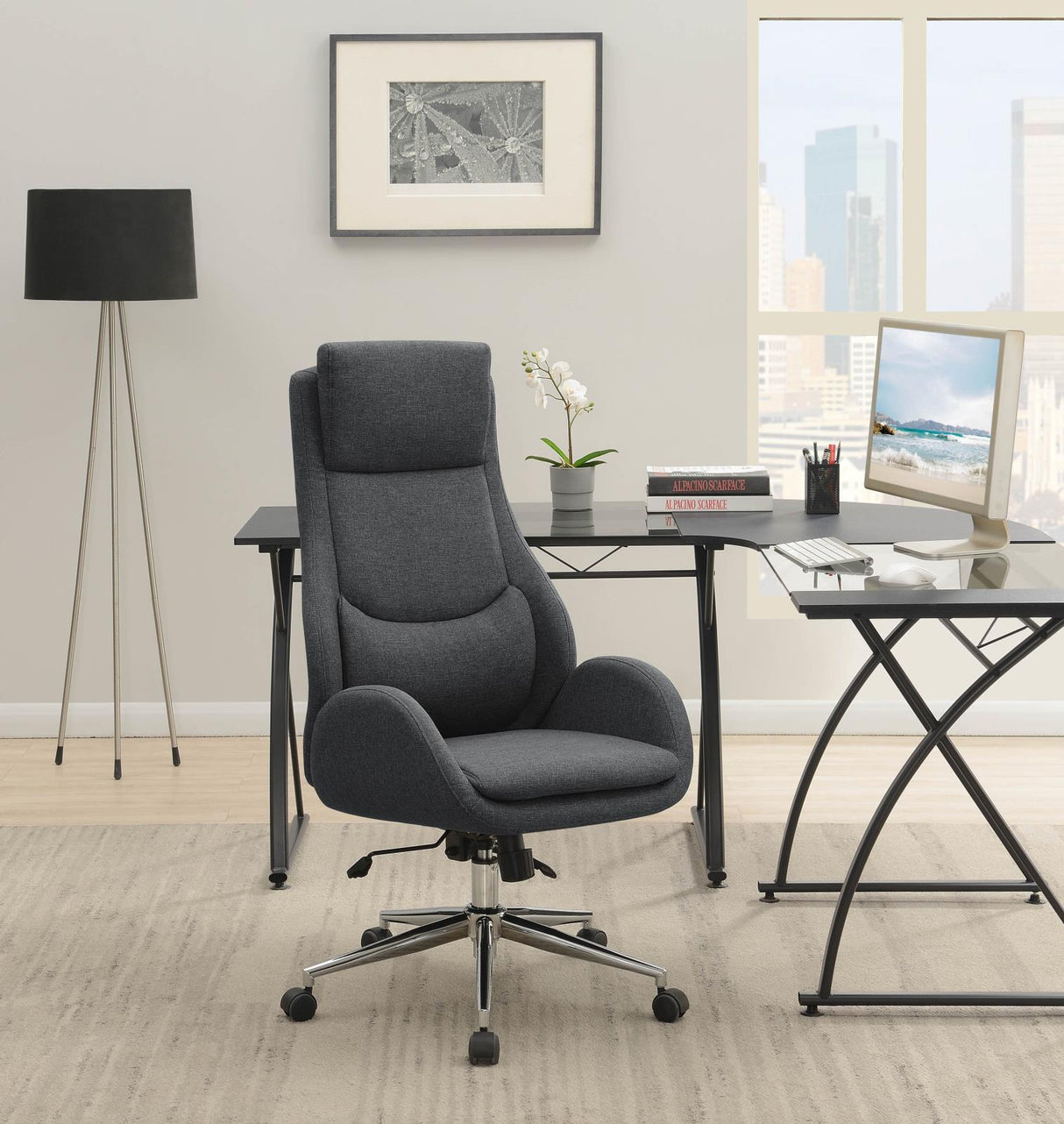 Cruz Upholstered Office Chair With Padded Seat Grey And Chrome