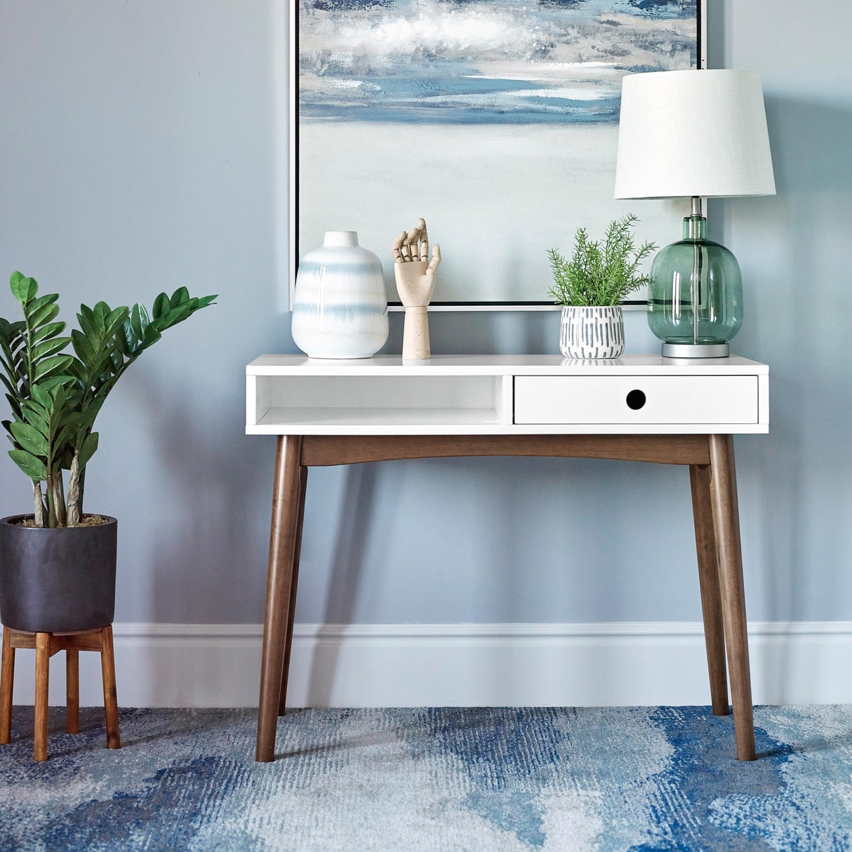 Bradenton 1-Drawer Writing Desk White And Walnut