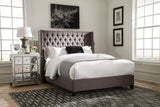 Bancroft Demi-Wing Upholstered Queen Bed Grey