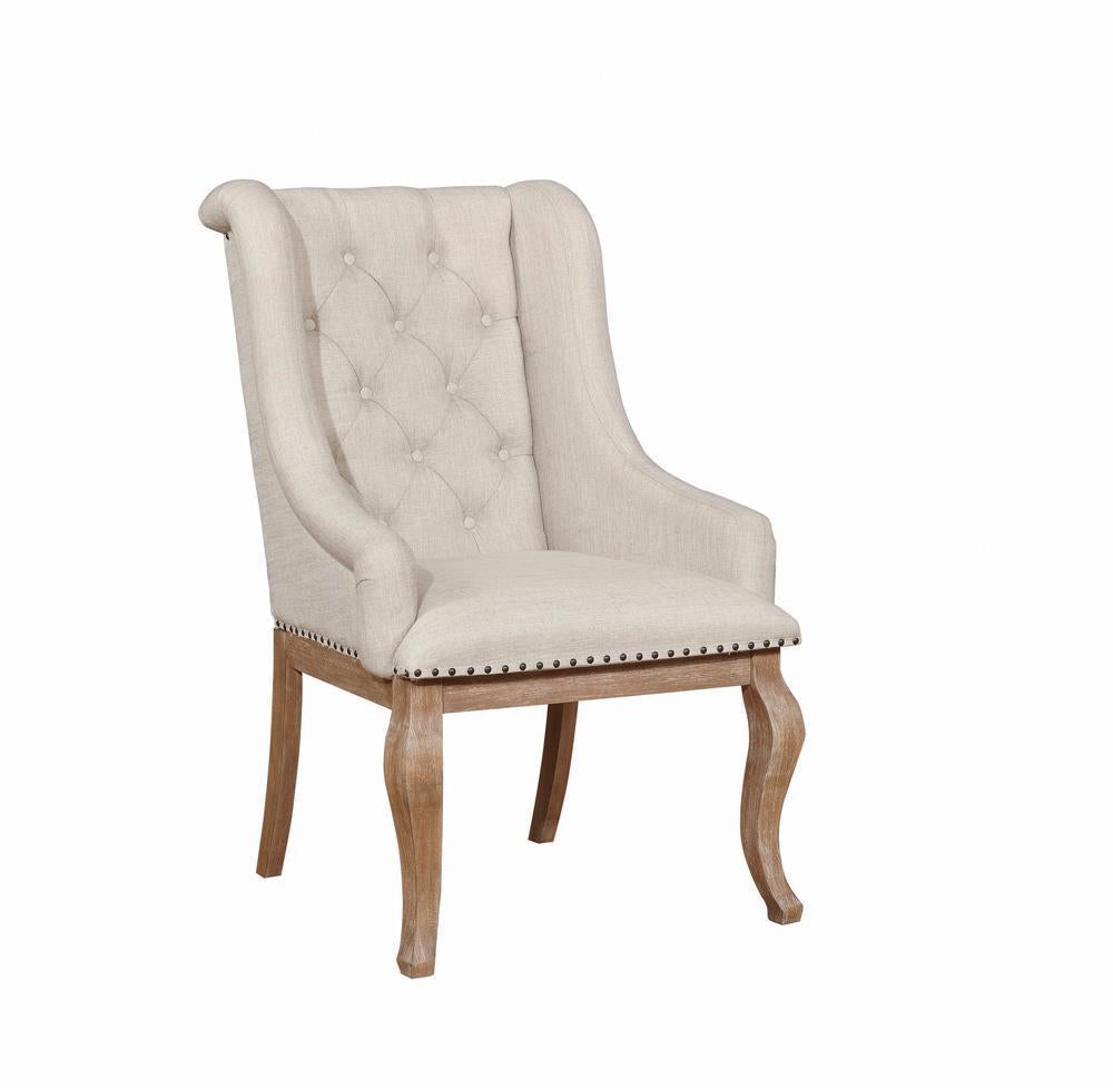 Brockway Tufted Arm Chairs Cream and Barley Brown