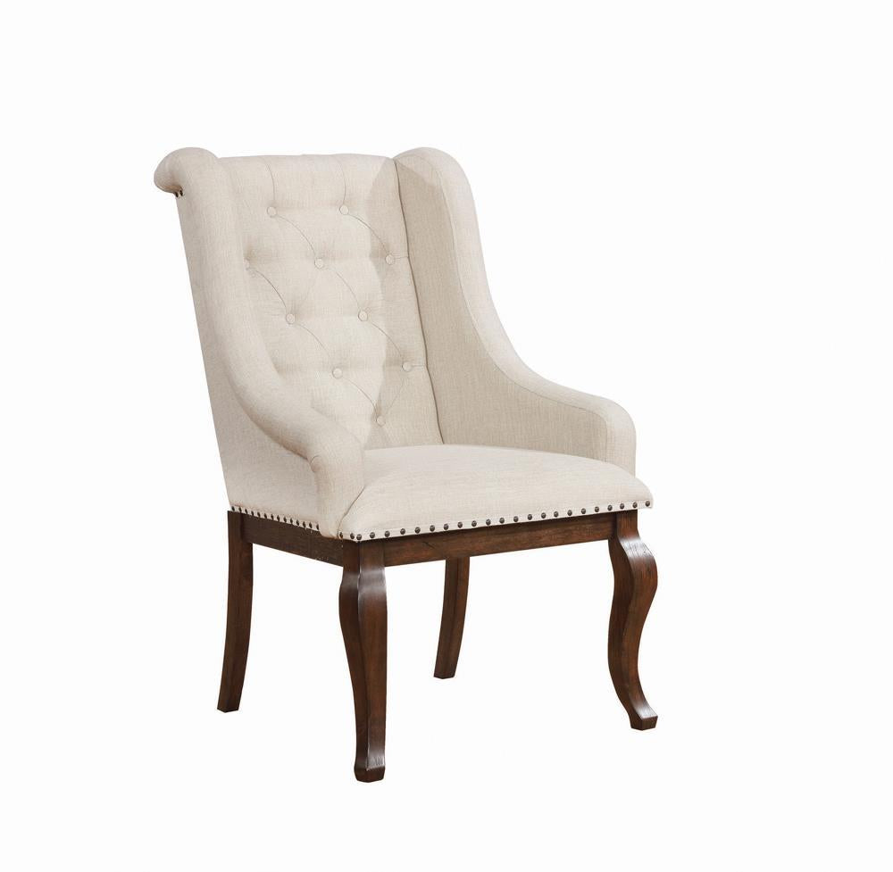 Brockway Tufted Arm Chairs Cream and Antique Java