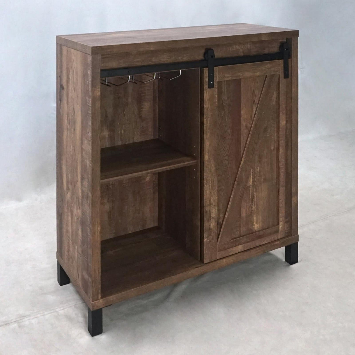 Arlington Bar Cabinet With Sliding Door Rustic Oak