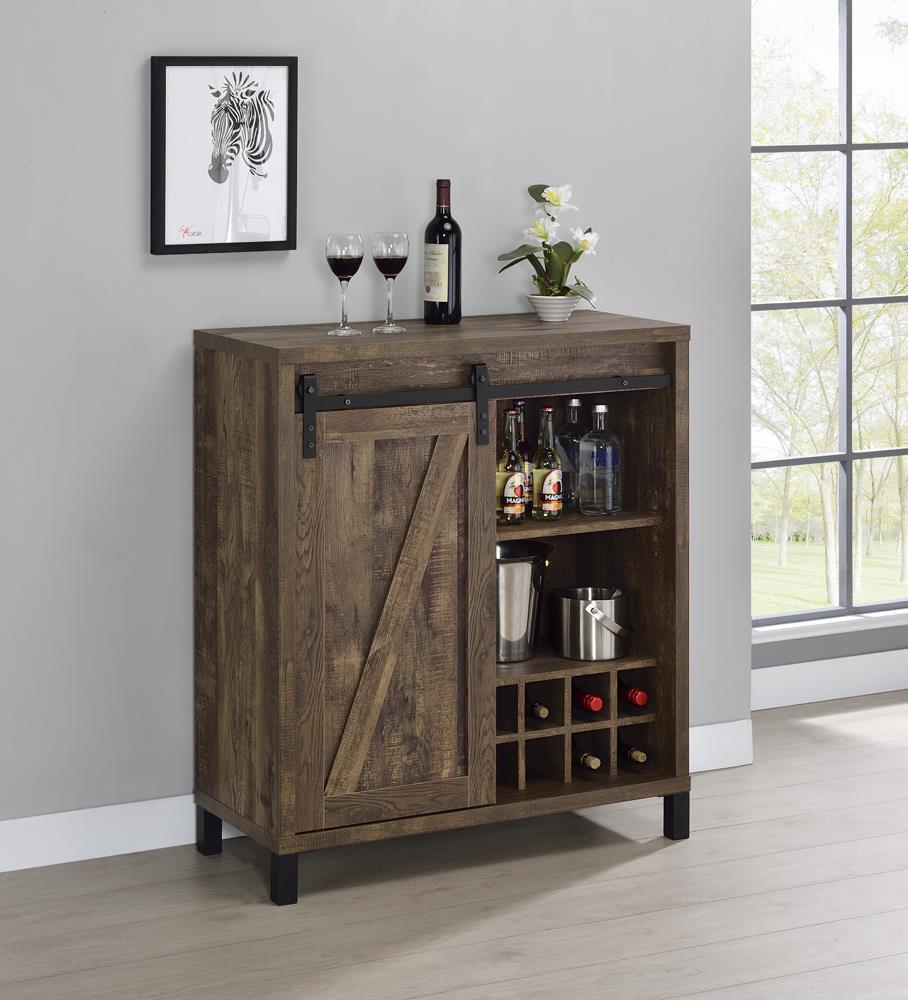 Arlington Bar Cabinet With Sliding Door Rustic Oak