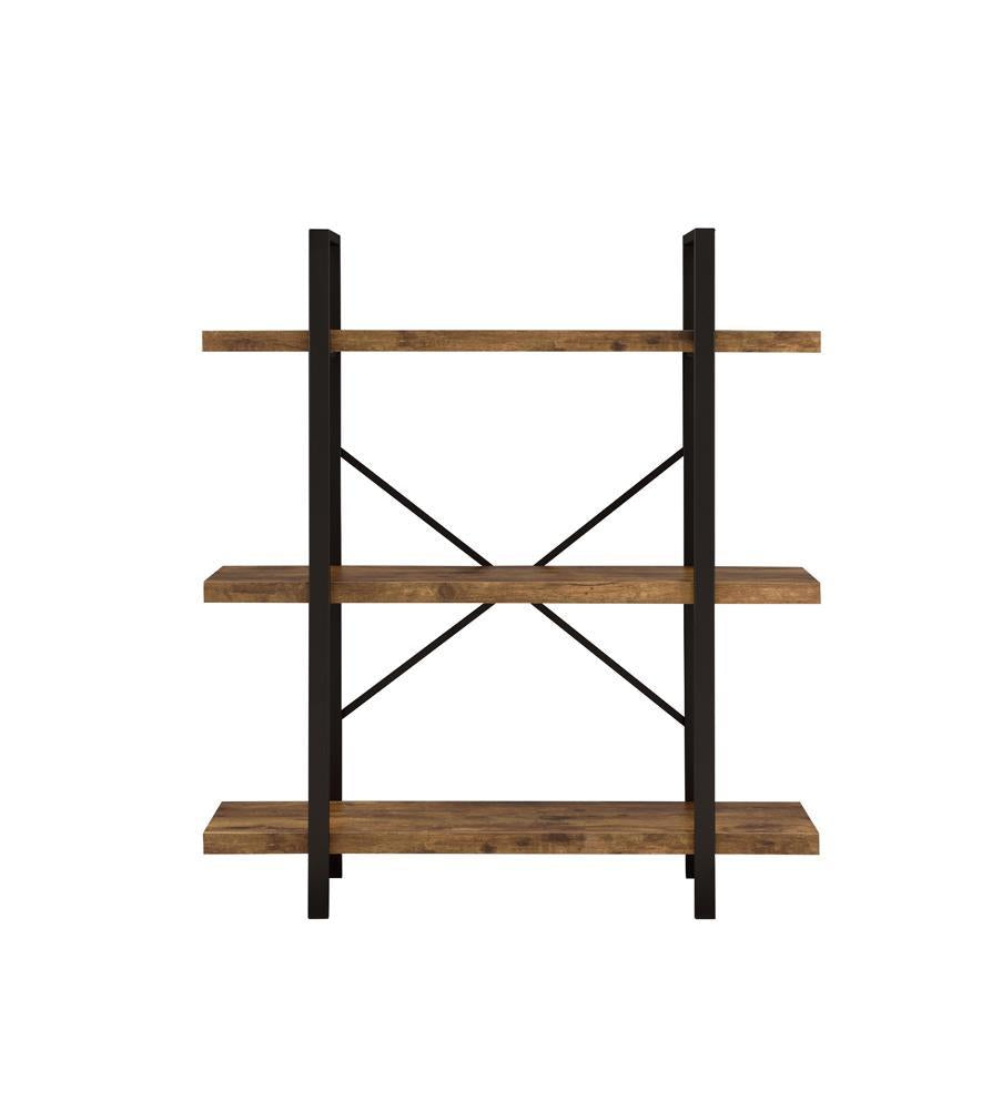 Cole 3-Shelf Bookcase Antique Nutmeg And Black