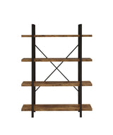 Cole 4-Shelf Bookcase Antique Nutmeg And Black