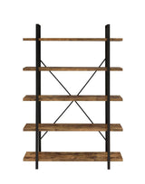 Cole 5-Shelf Bookcase Antique Nutmeg And Black