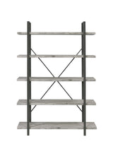 Cole 5-Shelf Bookcase Grey Driftwood And Gunmetal