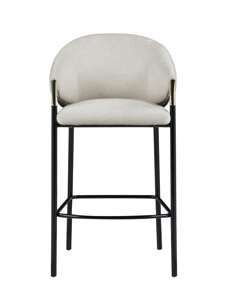 Chadwick Sloped Arm Bar Stools Beige And Glossy Black (Set Of 2)