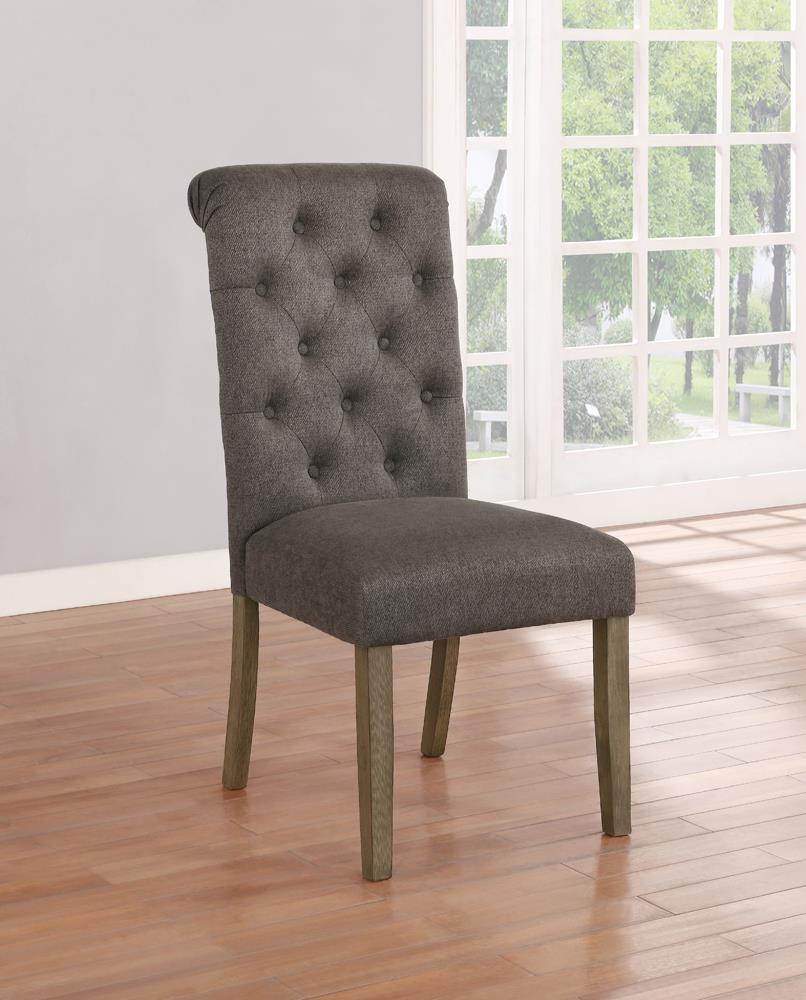 Balboa Tufted Back Side Chairs Rustic Brown And Grey (Set Of 2)