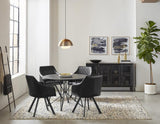 Arika Tufted Sloped Arm Swivel Dining Chair Black And Gunmetal