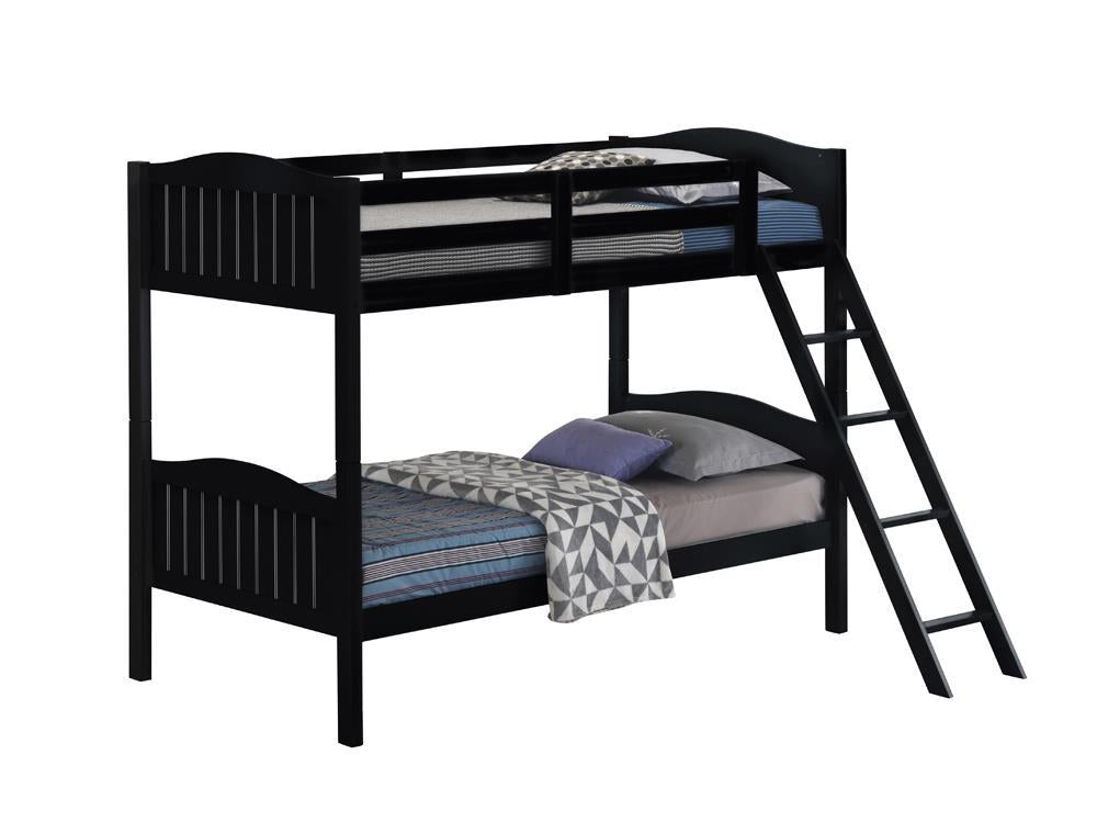 Arlo Twin Over Twin Bunk Bed With Ladder Black