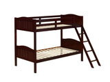 Arlo Twin Over Twin Bunk Bed With Ladder Espresso