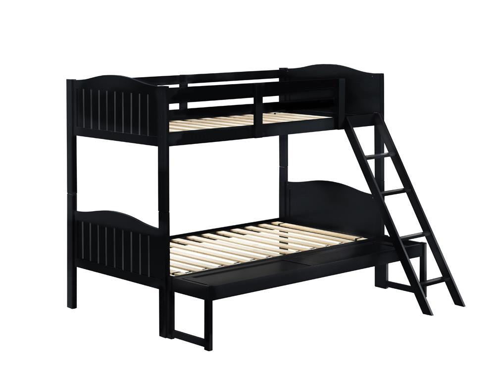 Arlo Twin Over Full Bunk Bed With Ladder Black