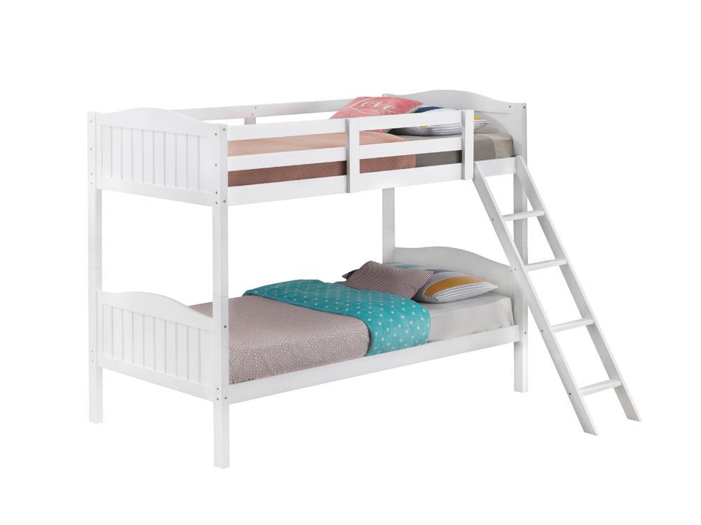 Arlo Twin Over Twin Bunk Bed With Ladder White