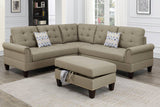 3-Pc Sectional With 2 Accent Pillow (Ottoman Included)