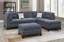 3-PC Sectional with 2 Accent Pillow (Ottoman Included)
