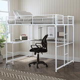 Cybill Full Loft Bed White, Silver, & Black