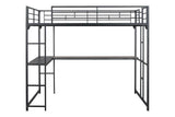Cybill Full Loft Bed White, Silver, & Black
