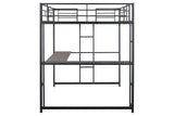 Cybill Full Loft Bed White, Silver, & Black