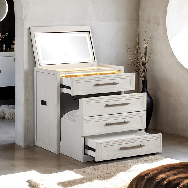 Ashbourne Bedside Vanity Set with Stool Contemporary