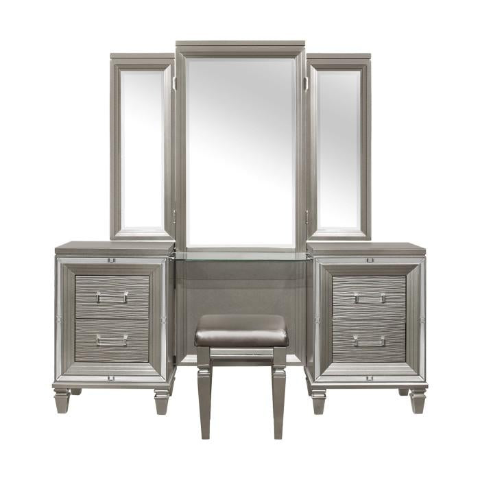 Tamsin 3pcs Vanity Dresser with Mirror in Silver Grey Metallic 1616-15