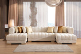 Ariana Velvet Double Chaise Sectional w/ Red Pillows
