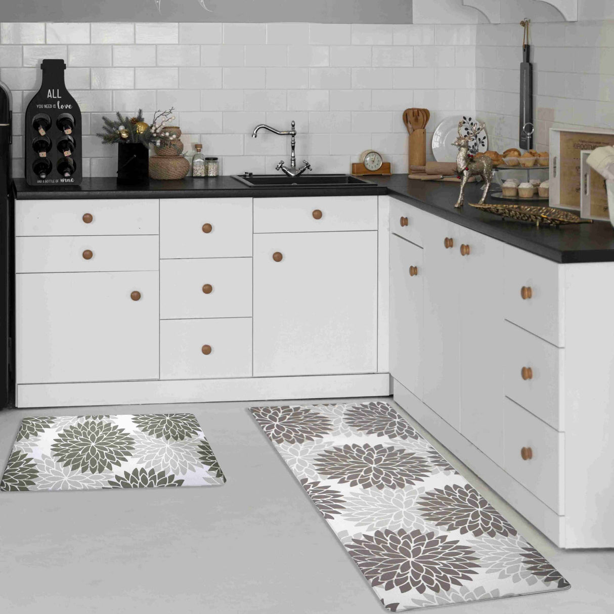 KITCHEN MATS Cushioned Anti Fatigue 2 PC Set Design K2