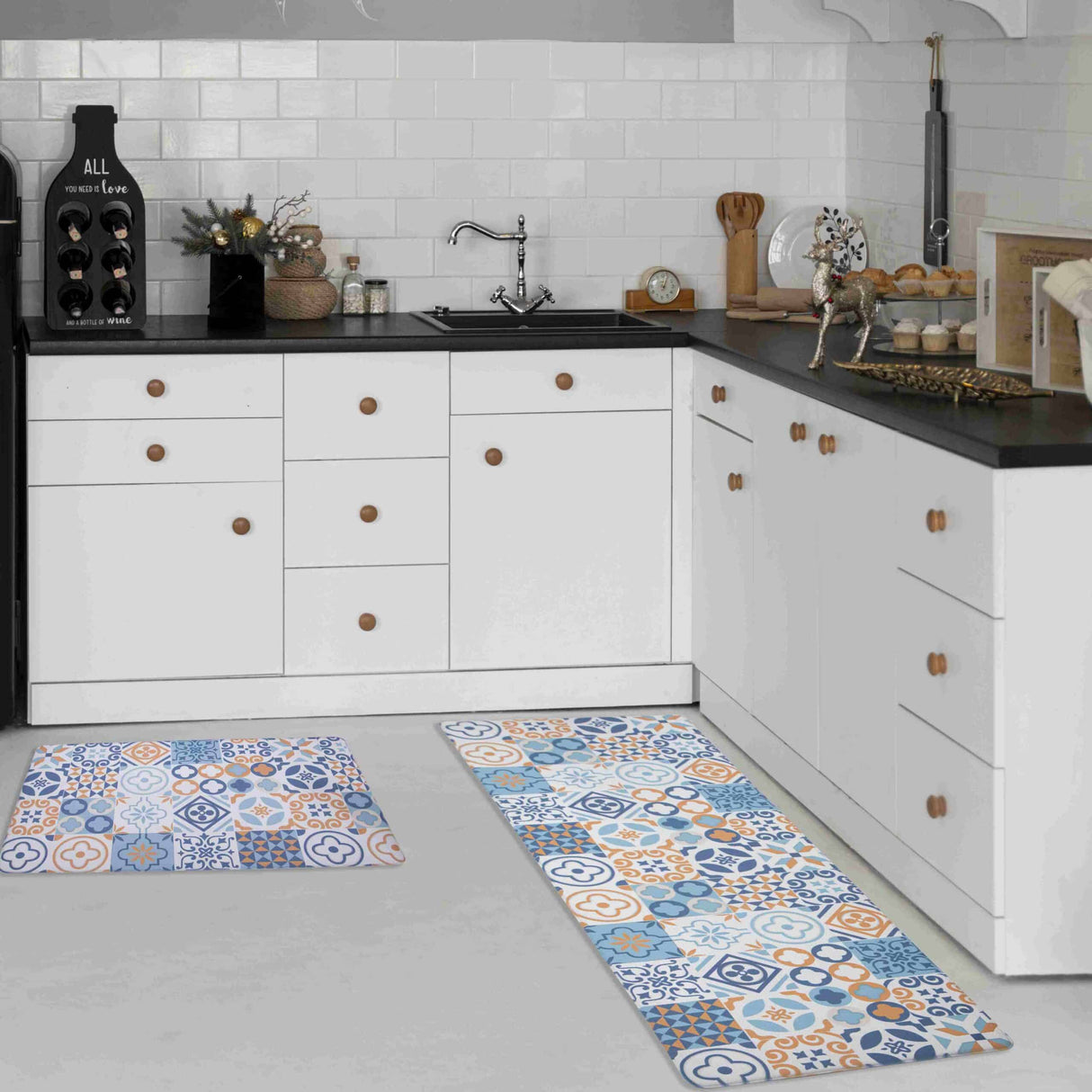 KITCHEN MATS Cushioned Anti Fatigue 2 PC Set Design K4