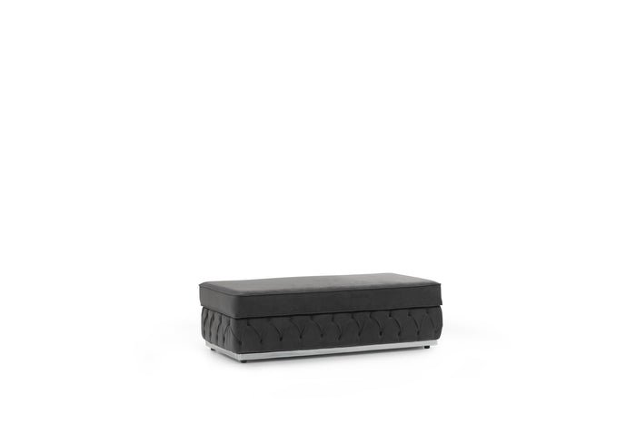 Jester Gray Velvet Rectangle Ottoman