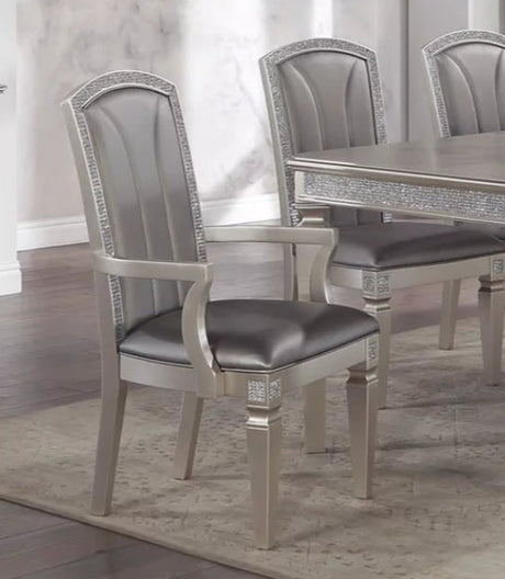 Crown Mark Klina Glam Dining Arm Chair in Light Gray (Set of 2) image