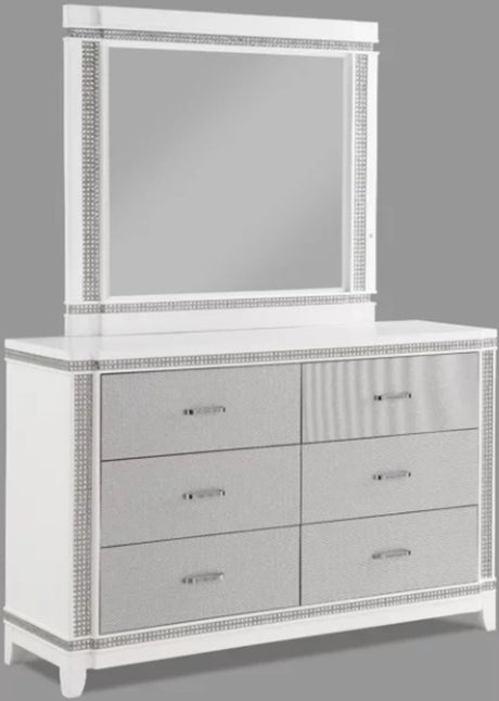 Crown Mark Furniture Ariane Mirror in Silver and White image