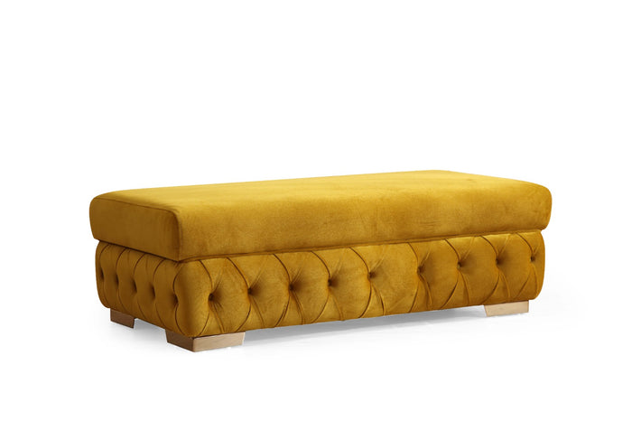 Matilda Mustard Velvet Rectangle Ottoman