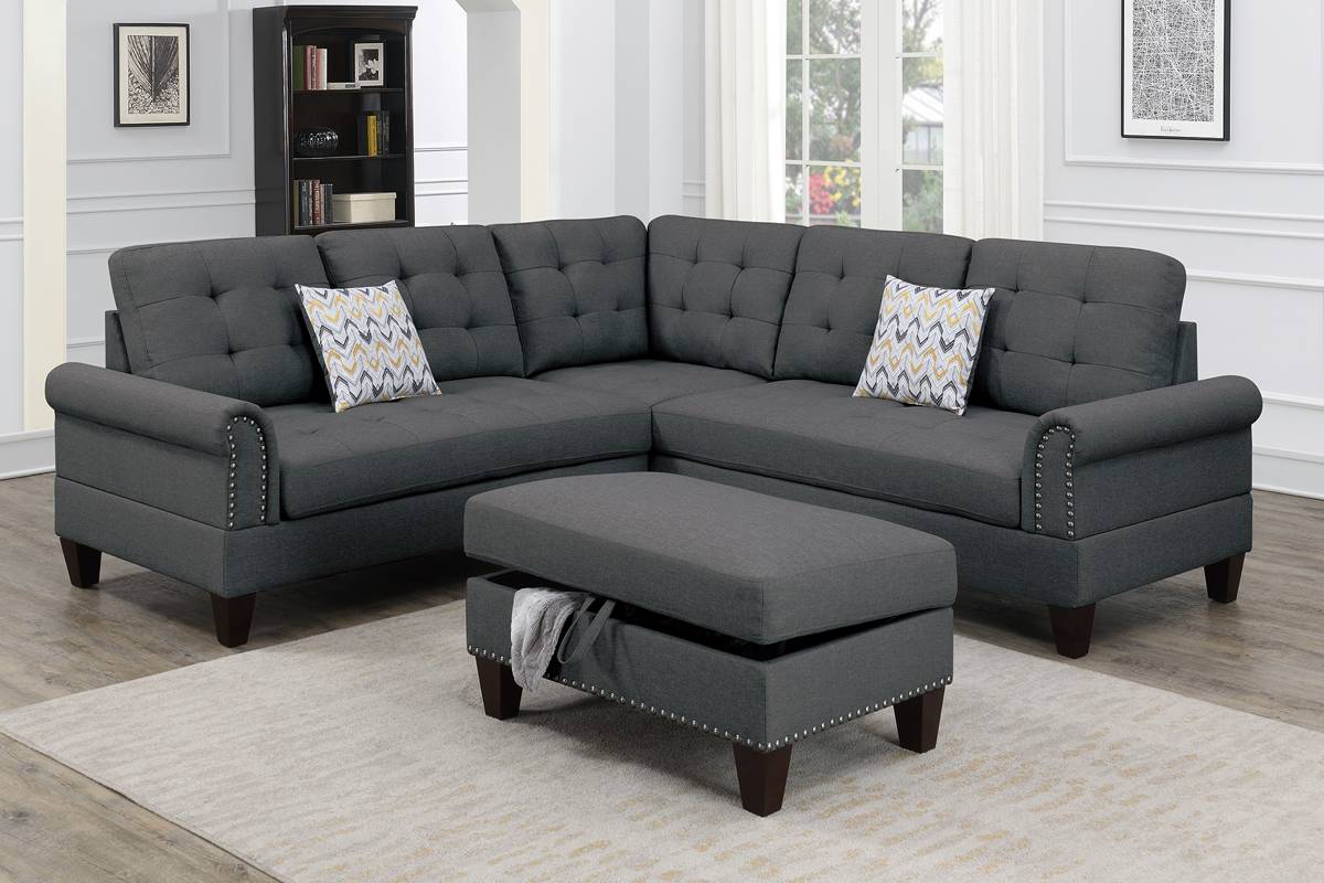 3-Pc Sectional With 2 Accent Pillow (Ottoman Included)