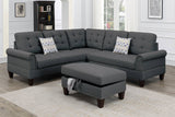 3-Pc Sectional With 2 Accent Pillow (Ottoman Included)