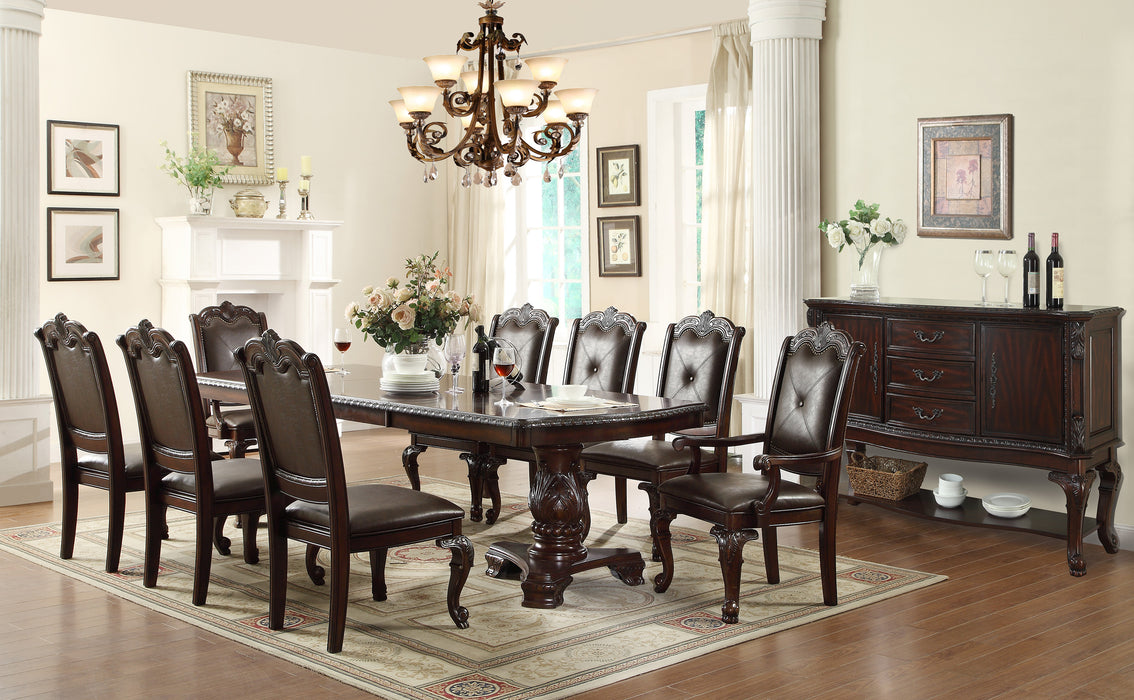 Kiera Double Pedestal Dining Table in Rich Brown