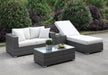 Somani Light Gray Wicker/Ivory Cushion Love Seat+adj Chaise+end Table+coffee Table image