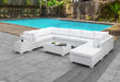 Somani Light Gray Wicker/Ivory Cushion L-Sectional + Coffee Table + End Table image