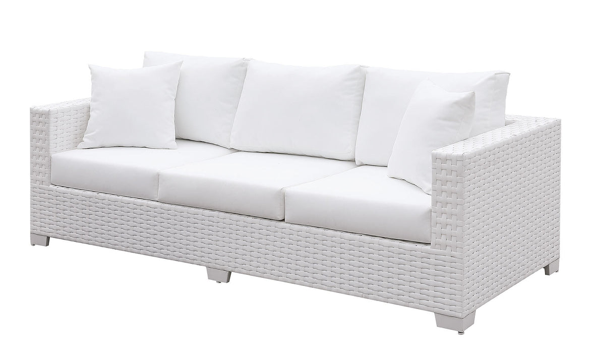 Somani White Wicker/White Cushion Bench image