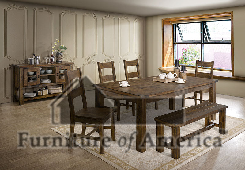 Kristen Rustic Oak 6 Pc. Dining Table Set w/ Bench image
