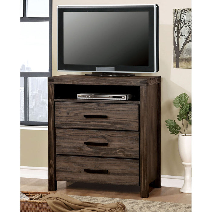 Rexburg Wire-Brushed Rustic Brown Media Chest image