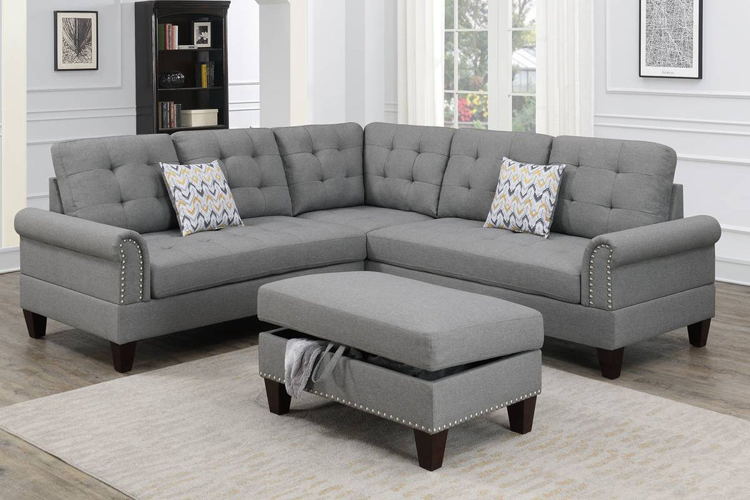 3-Pc Sectional With 2 Accent Pillow (Ottoman Included)