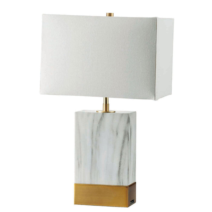 Faith White Marble/Gold 20"H White Marble Gold Table Lamp image
