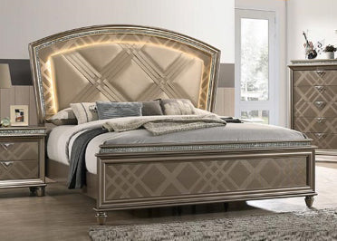 Crown Mark Cristal Queen Panel Bed in Brown image
